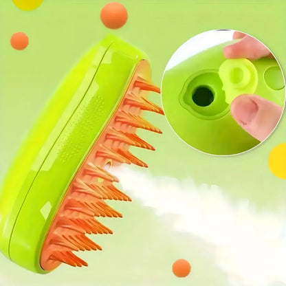 Cepillo Vaporizador 3 en 1: Limpieza, Masaje y Relax para tu Mascota
