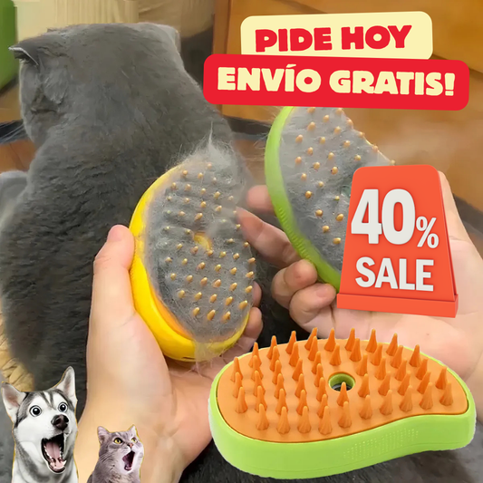 Cepillo Vaporizador 3 en 1: Limpieza, Masaje y Relax para tu Mascota